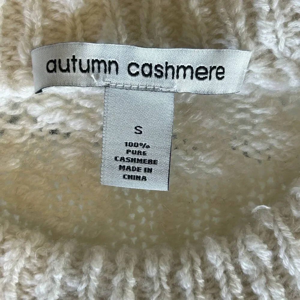 New AUTUMN CASHMERE Striped Crew Neck Sweater Size S Cream Navy Blue Long Sleeve - Picture 8 of 10